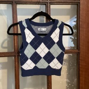 Hollister Kids Argyle Knit Vest - Navy and Light Blue